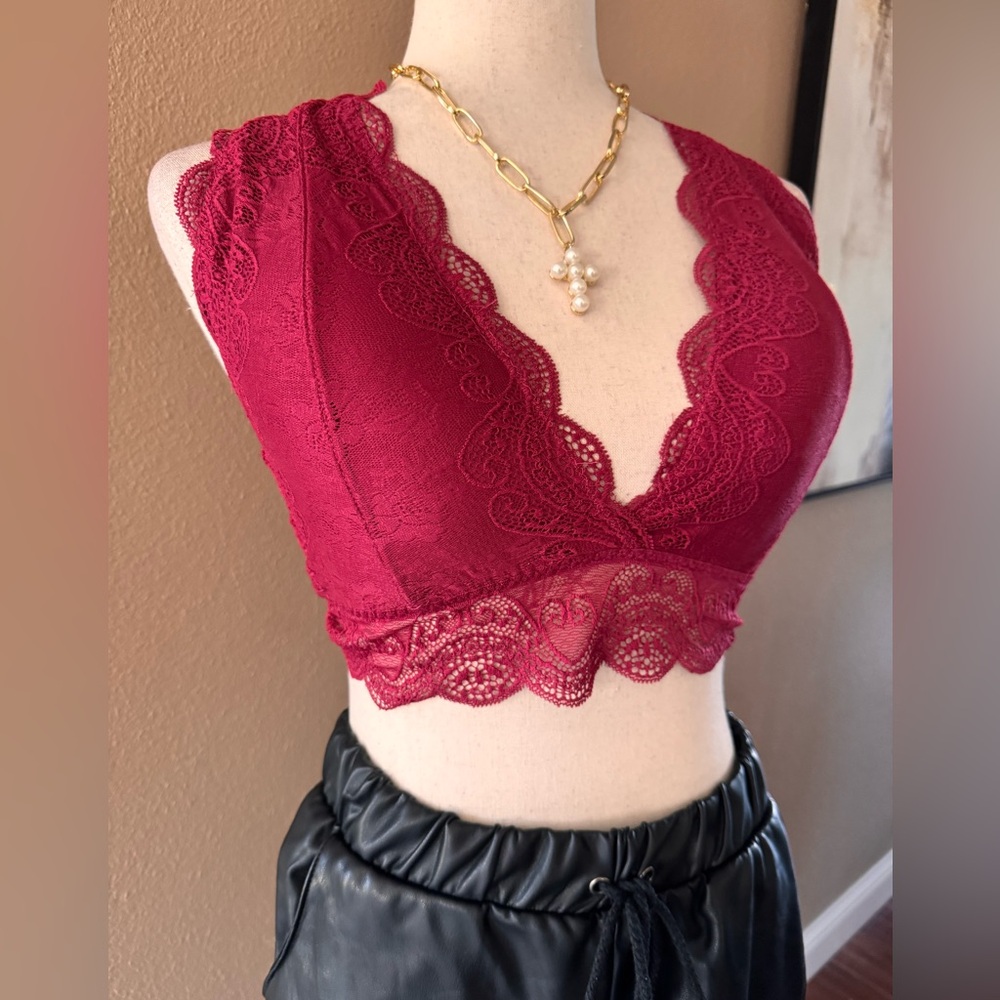 Lace Burgundy Crop Top
